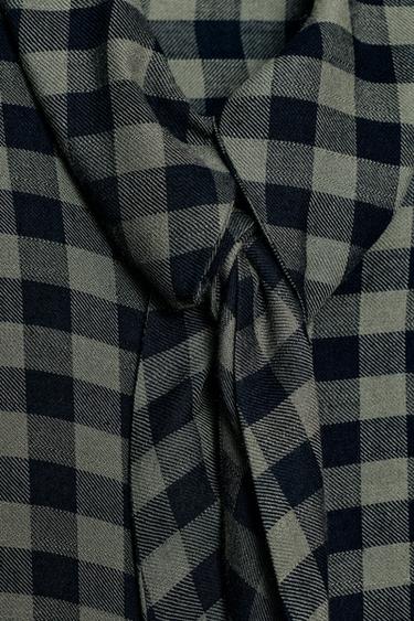 GINGHAM SHIRT WITH BOW ZW COLLECTION - Green / Blue by Zara - Image 6