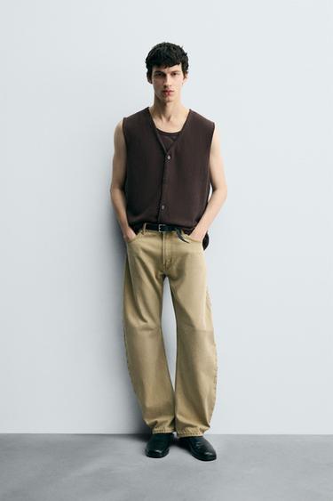 KNIT COTTON WAISTCOAT - Brown by Zara - Image 0