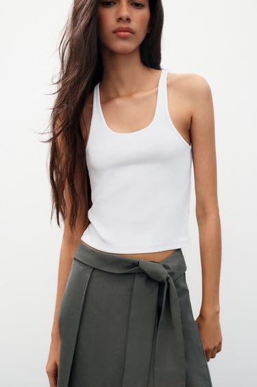 JUPE MI-LONGUE CROISÉE - bleu pétrole délavé de Zara - Image 3