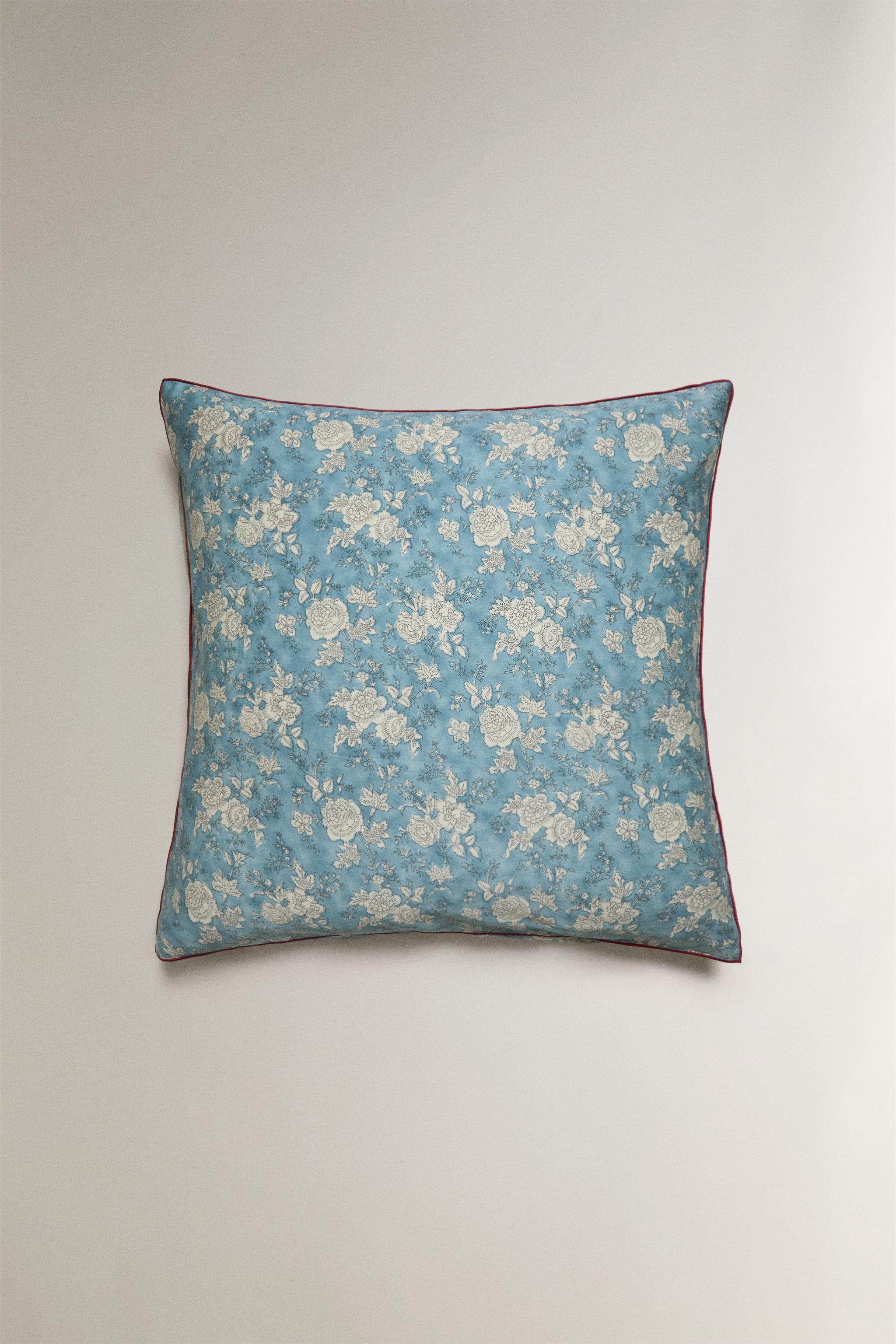FLORAL SATEEN PILLOWCASE WITH PIPING