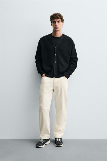 REGULAR FIT CORDUROY TROUSERS - Oyster-white by Zara - Image 0