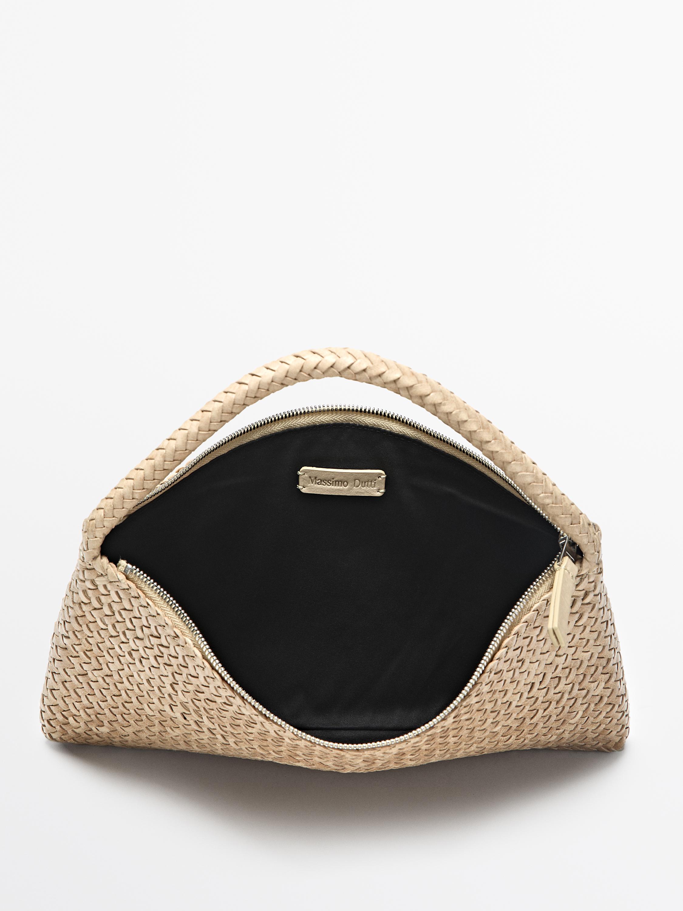Small braided leather shoulder bag