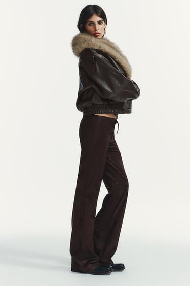 PANTALON FLARE AVEC NŒUD - Marron de Zara - Image 3