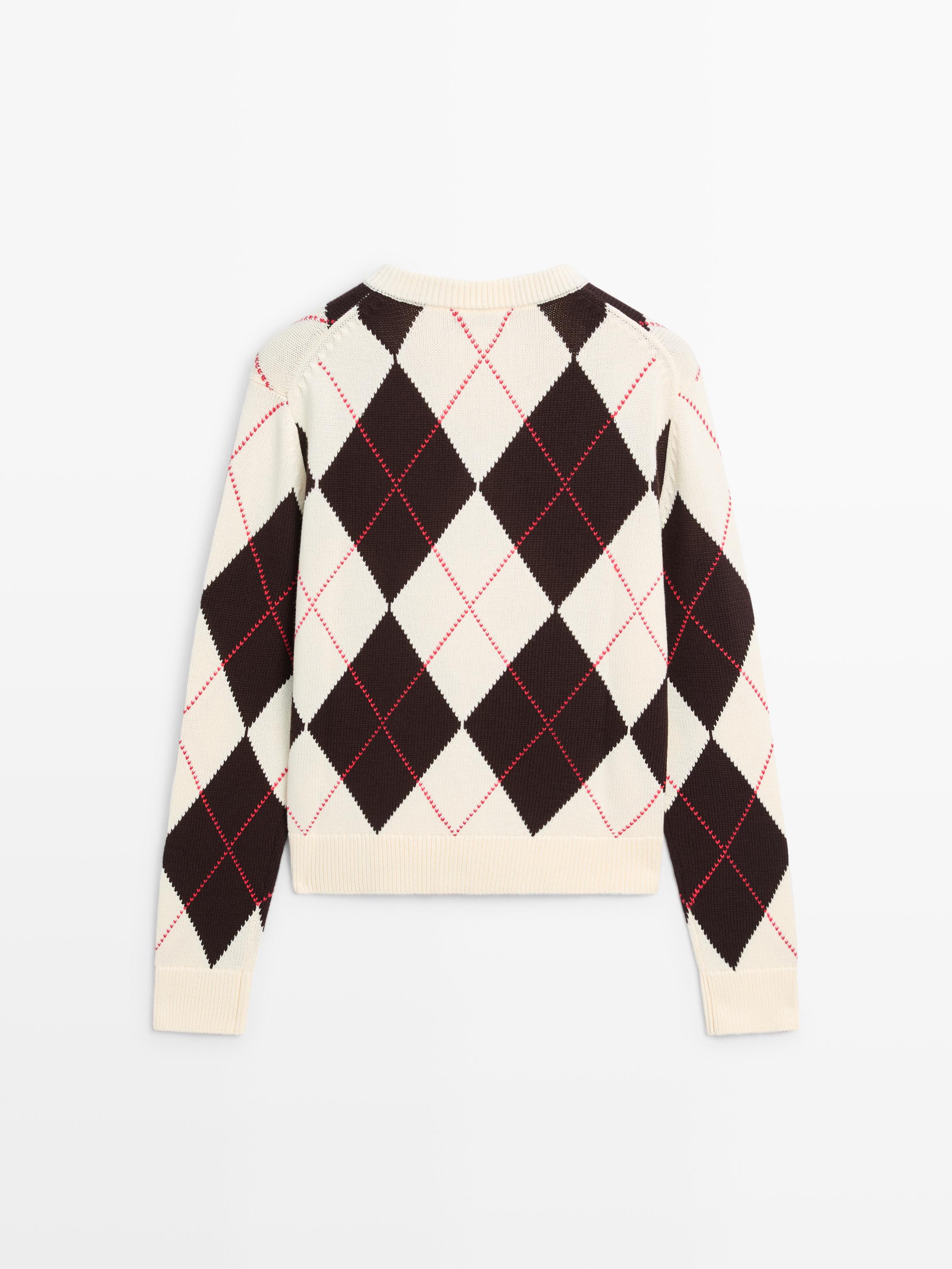 Cardigan à losanges en coton