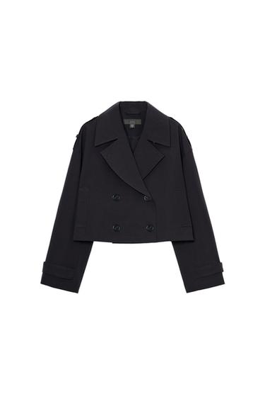 TRENCH CROISÉ COURT - Bleu marine de Zara