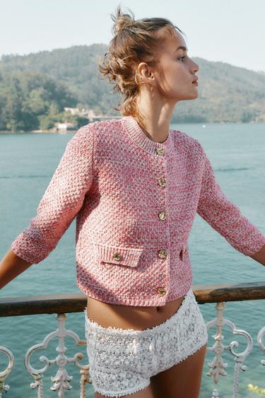 CASACO DE TRICÔ COM MANGA FRANCESA - Rosa da Zara