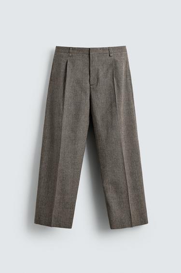 PANTALÓN RELAXED FIT CUADROS - Beige de Zara