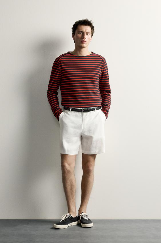 BERMUDA REGULAR FIT 100% LINO - Blanco de Zara - Imagen 0