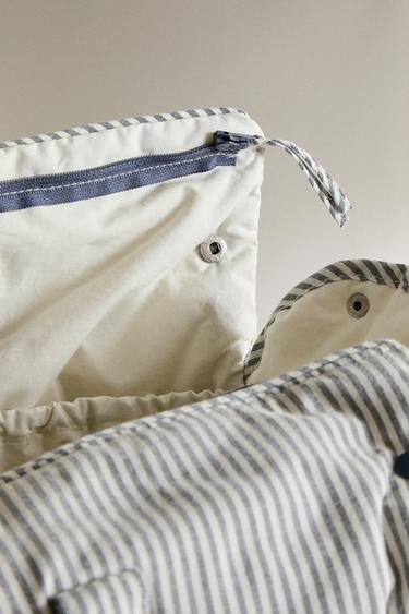 STRIPED COTTON MATERNITY BAG - Grey Zara
