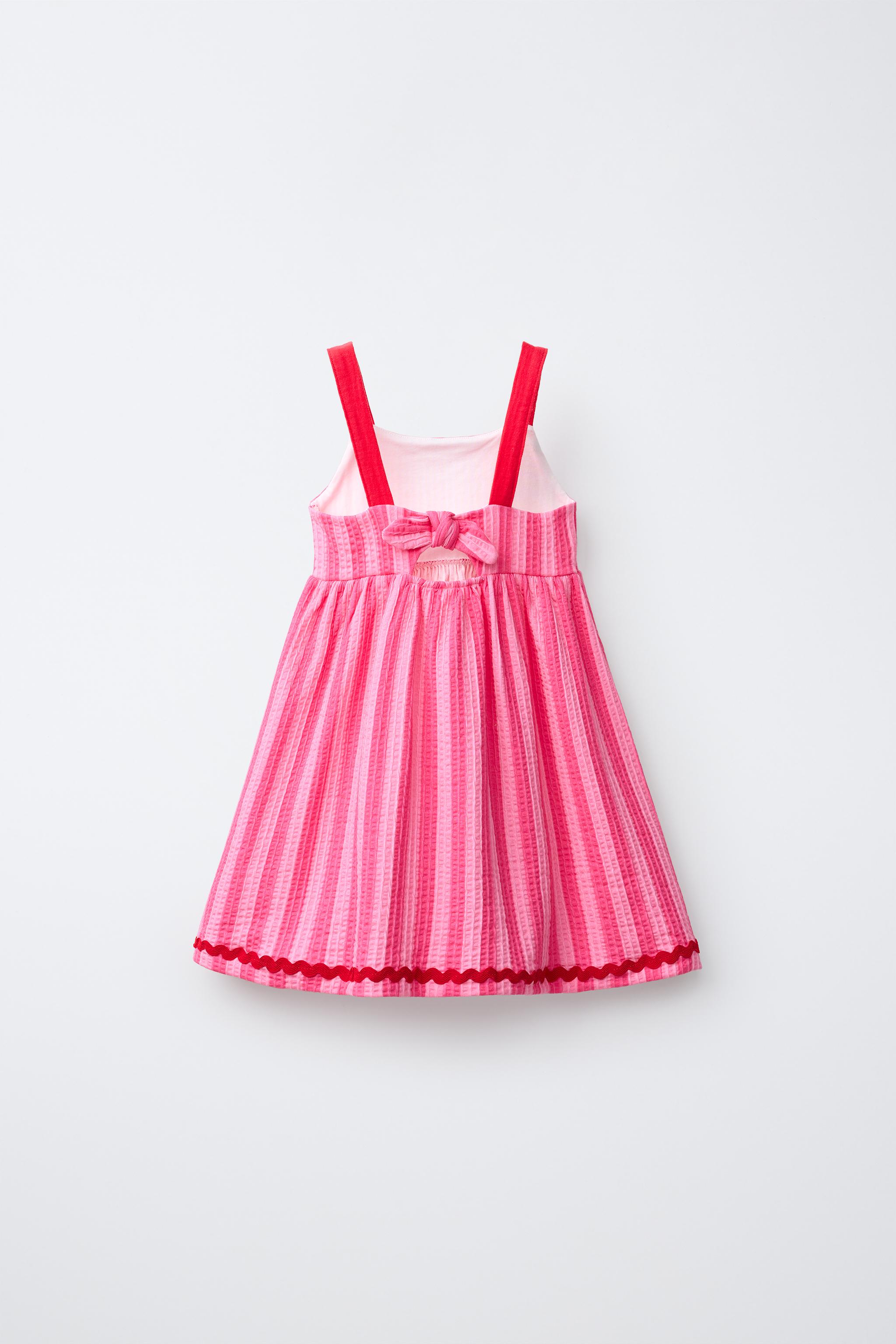 CONTRAST WAVE TRIM PRINT DRESS — Strawberry (alternate view)