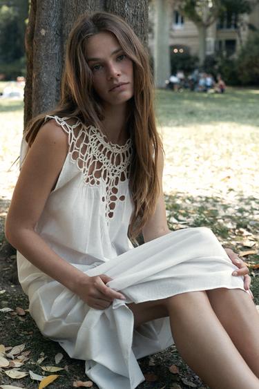 VESTIDO ALGODÓN COMBINADO LIMITED EDITION - Blanco de Zara