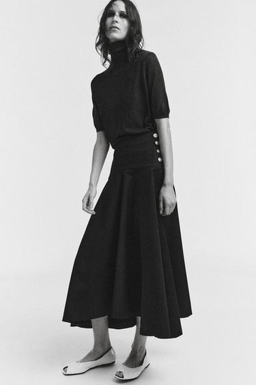 FALDA FAJÍN BOTONES ZW COLLECTION - Marino de Zara