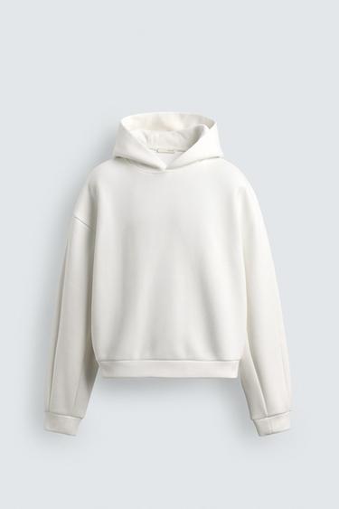 SUDADERA COMPACTA CAPUCHA - Blanco de Zara