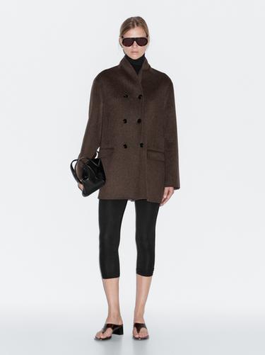 Zara Wool blend coat with tuxedo collar - Chocolate