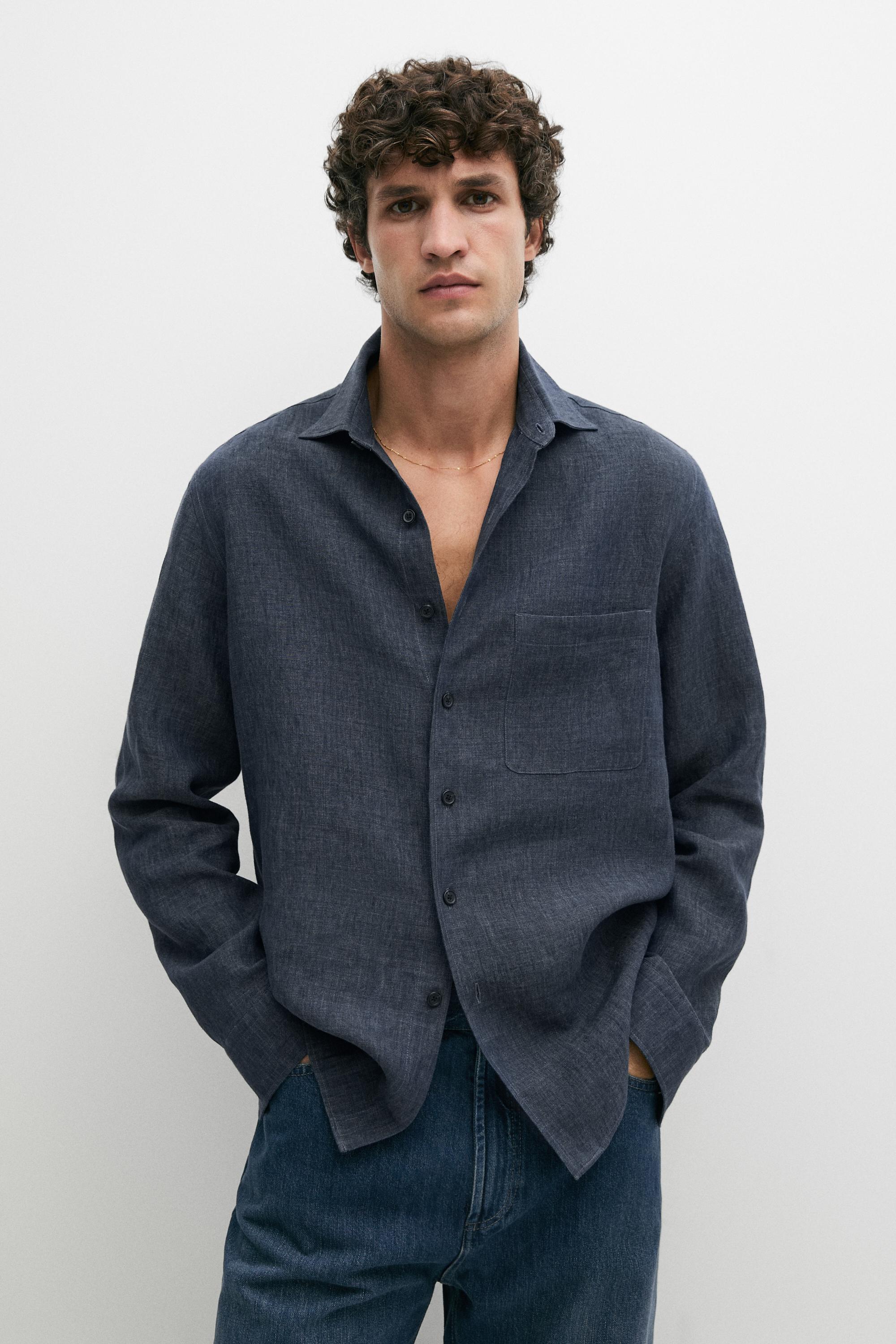100% linen shirt with pocket