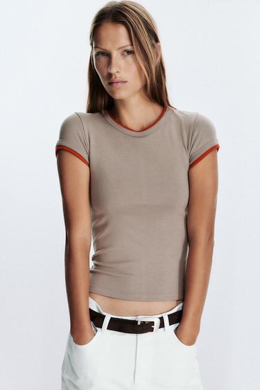 DOUBLE T-SHIRT - Mink by Zara - Image 1