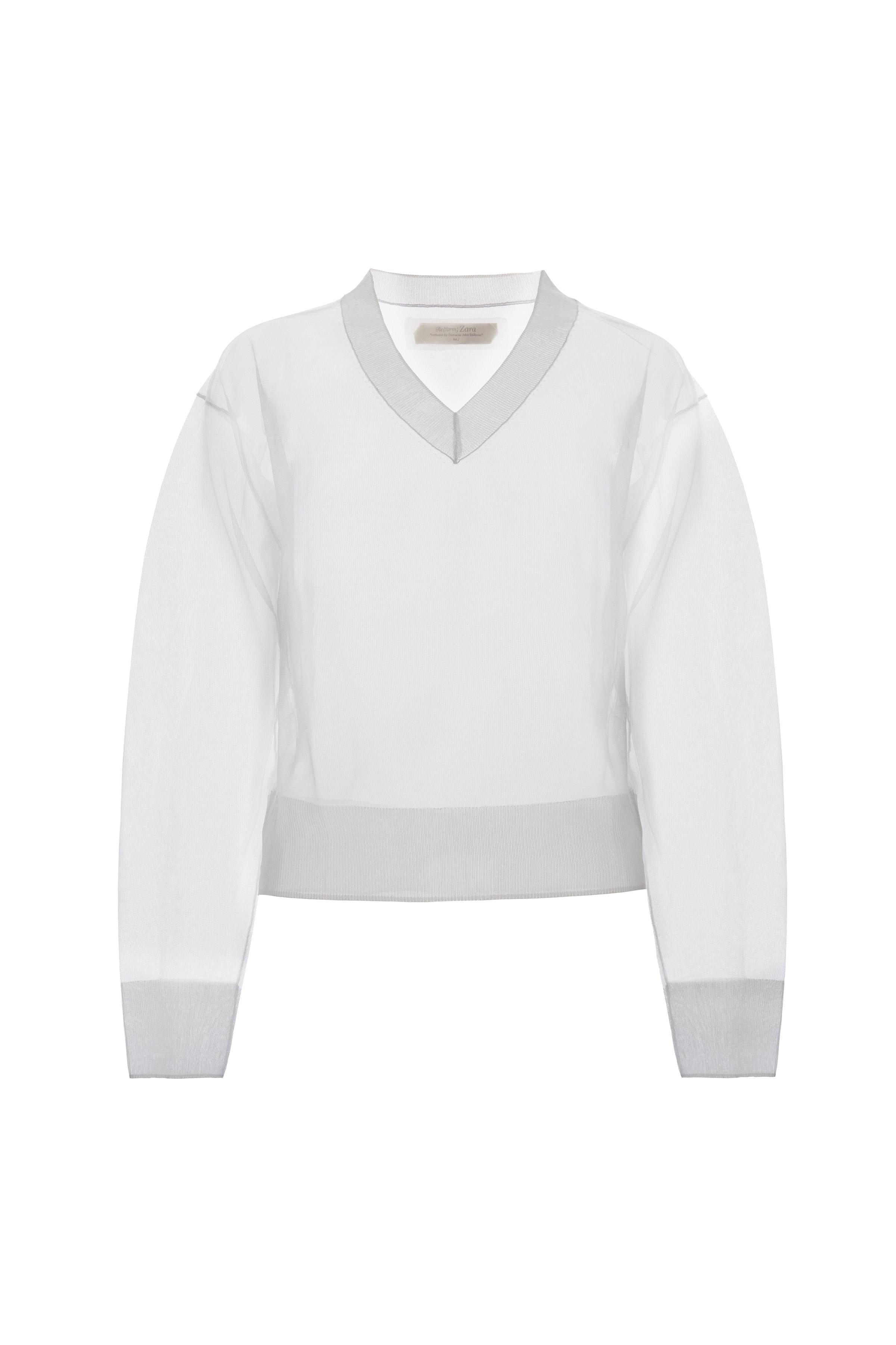 LIMITED EDITION セミシースルーVネックセーター - ホワイト | ZARA