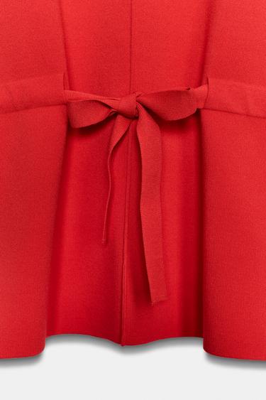 HAUT EN MAILLE À NŒUD MANCHES COURTES - Corail rouge de Zara - Image 3