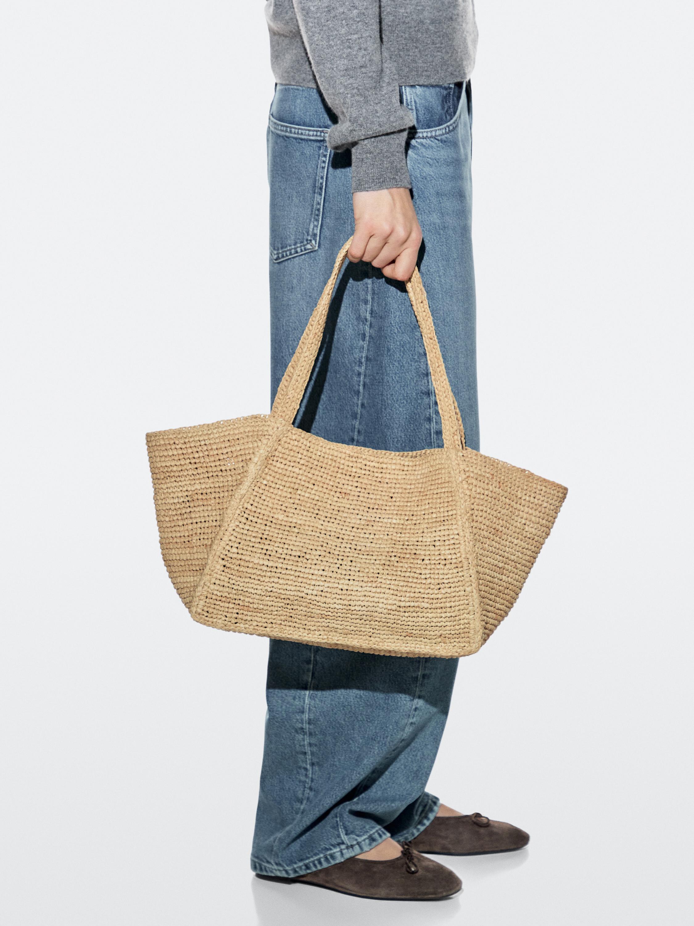 Tote bag moyen format 100 % raphia