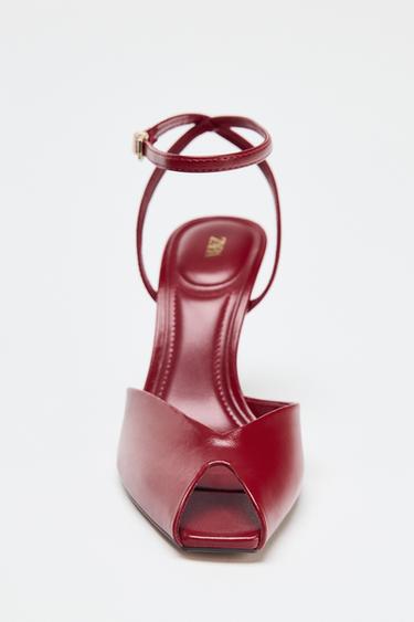 STILETTO HEEL ANKLE STRAP SANDALS - Red by Zara - Image 2