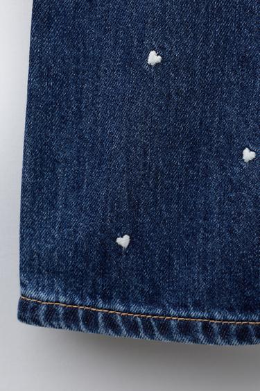 EMBROIDERED HEART DENIM DUNGAREES - Blue by Zara - Image 3