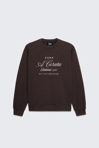 50TH ANNIVERSARY EMBROIDERED CREW NECK SWEATSHIRT - Brown by Zara