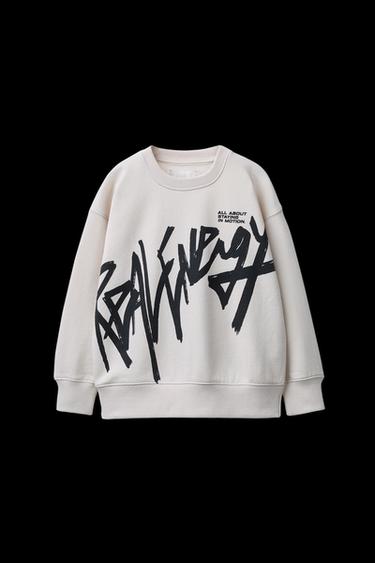 Zara GRAFFITI PRINT SWEATSHIRT - Gray