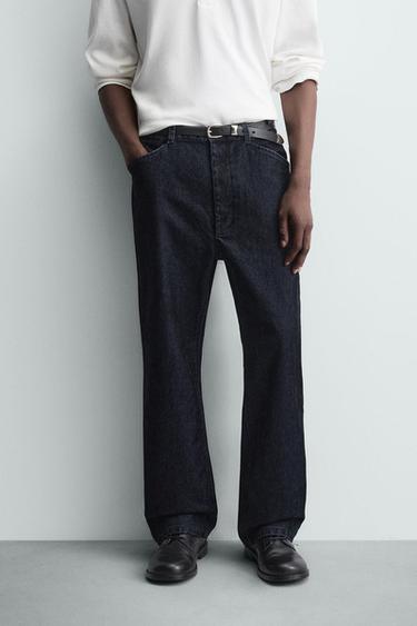 PANTALON RELAXED FIT FLOQUÉ - Bleu marine foncé de Zara - Image 1