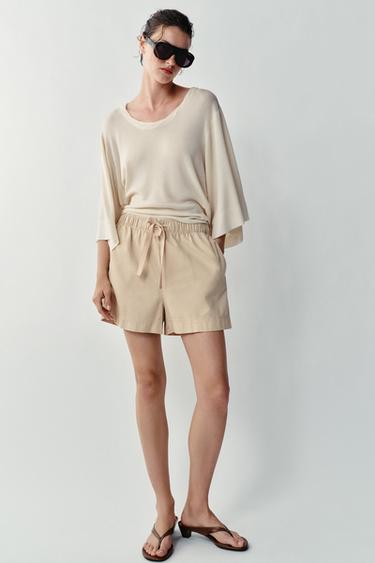 100% COTTON BERMUDA SHORTS WITH ELASTIC WAIST - Sand by Zara - Image 0