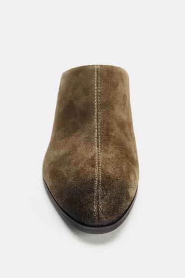 DISTRESSED SPLIT SUEDE MULES - Brown by Zara - Image 2