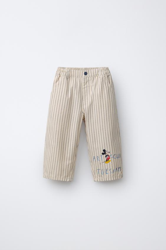 RELAXED CANVAS MICKEY MOUSE © DISNEY TROUSERS - Ecru / Navy by Zara - Image 0