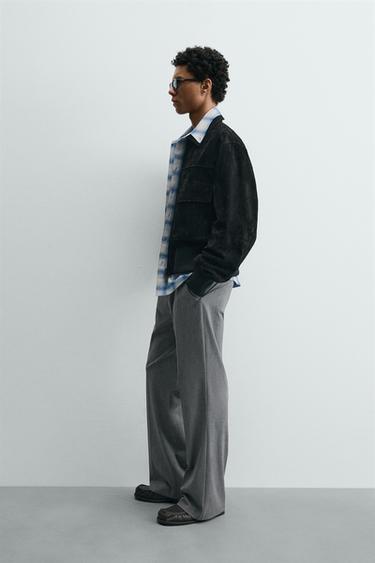 CROPPED FIT SPLIT SUEDE JACKET - Black by Zara - Image 3