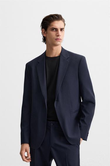 TEXTURED SUIT BLAZER - Navy blue by Zara