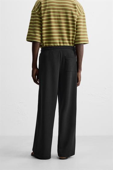 INTERLOCK TEXTURED WIDE-LEG TROUSERS - Black by Zara - Image 2