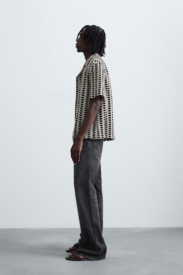 CHEMISE JACQUARD CONTRASTÉE - Écru de Zara - Image 3