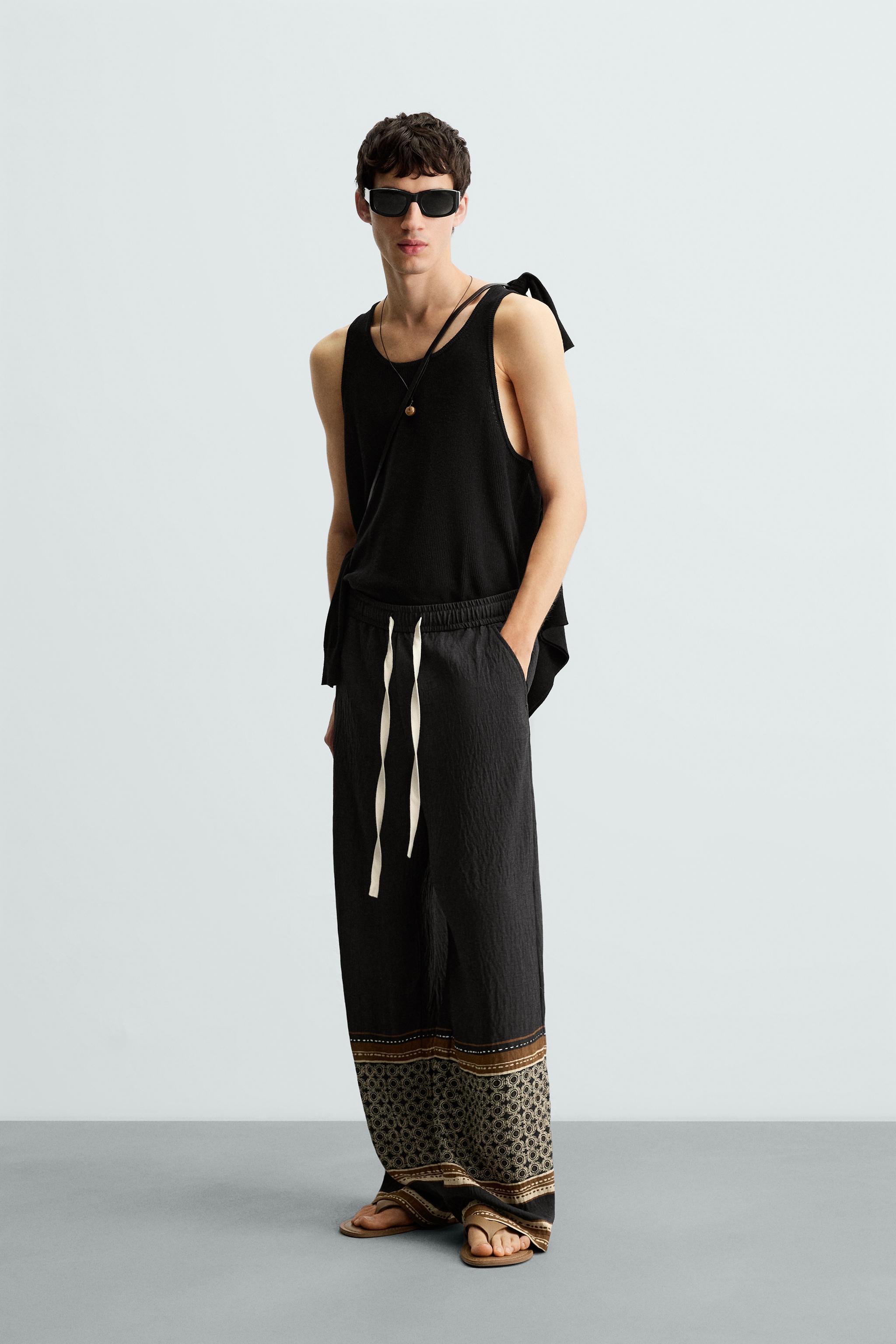 RELAXED FIT COLOUR BLOCK TROUSERS - Black | ZARA South Africa