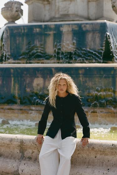 FITTED BLAZER WITH SHOULDER PADS - Black by Zara - Image 0