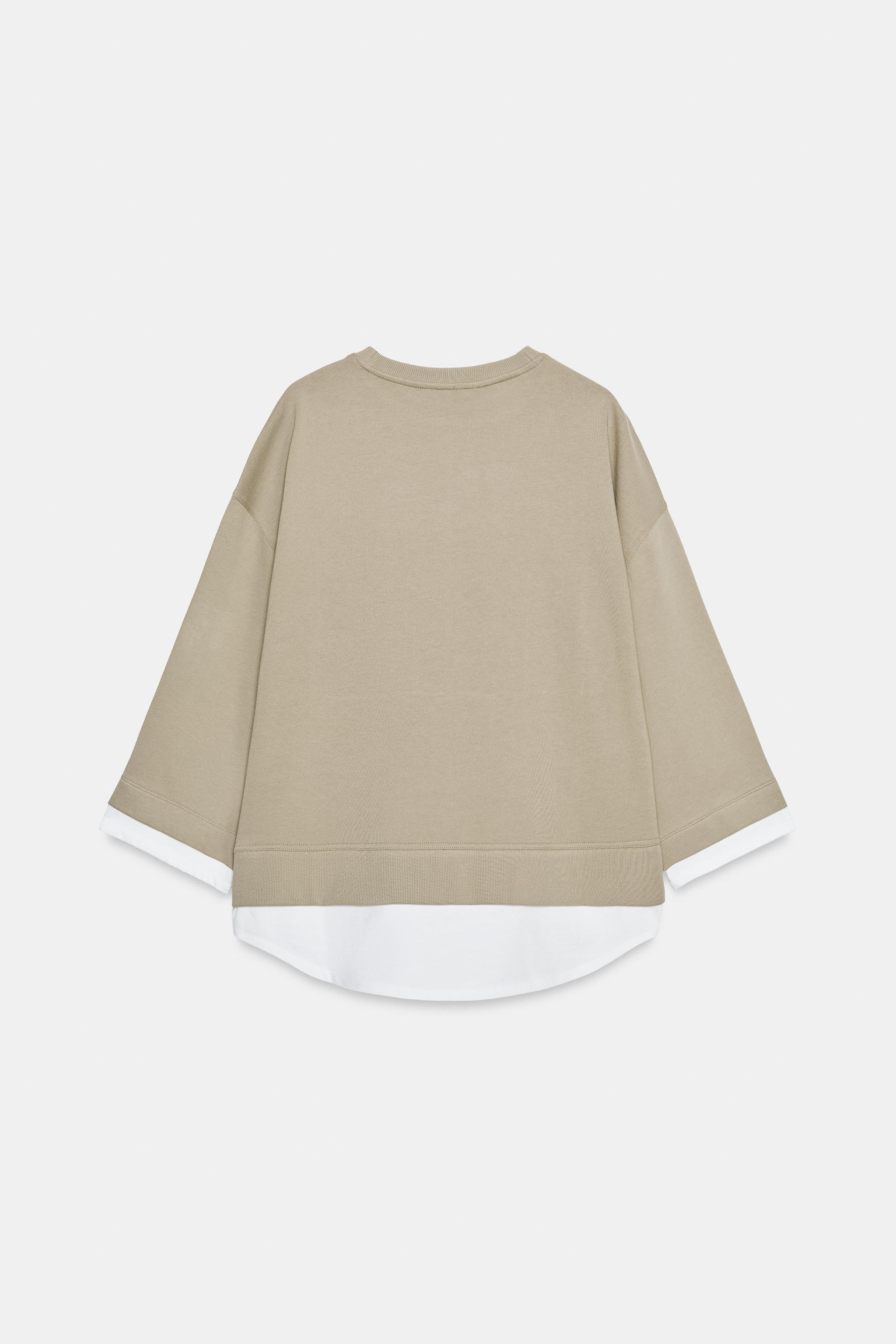 Zara KONTRAST DETAYLI UZUN KOLLU SWEATSHIRT görsel 6