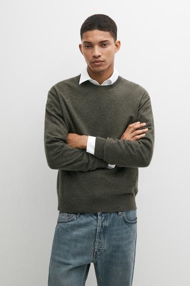 Knit 100% cashmere round neck sweater — Mid khaki 2