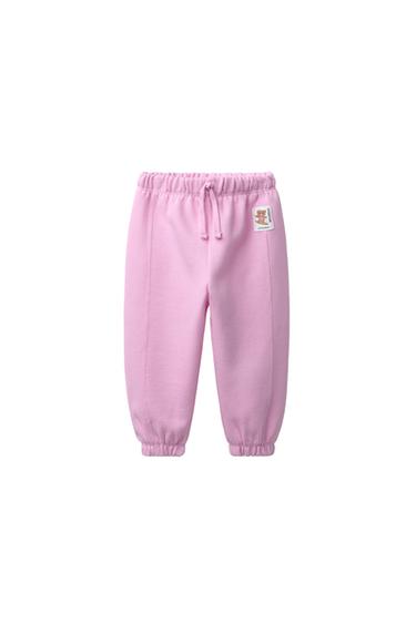 Zara LABELLED PLUSH JOGGERS - Pink