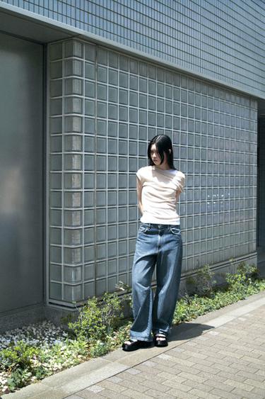 JEANS TRF 배기 벌룬 미드라이즈 - Zara 블루