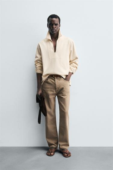 WASHED TEXTURED OVERSHIRT - Ecru by Zara - Image 0