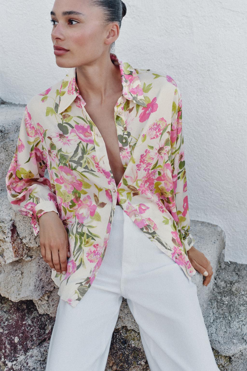 FLORAL PRINT SATIN EFFECT SHIRT - image 2