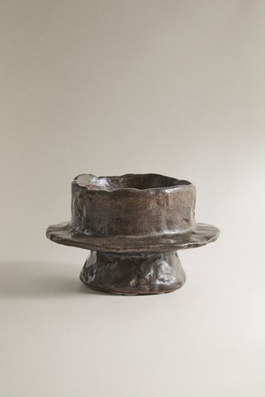 IRREGULAR STONEWARE CANDELABRA - Brown by Zara - Image 0