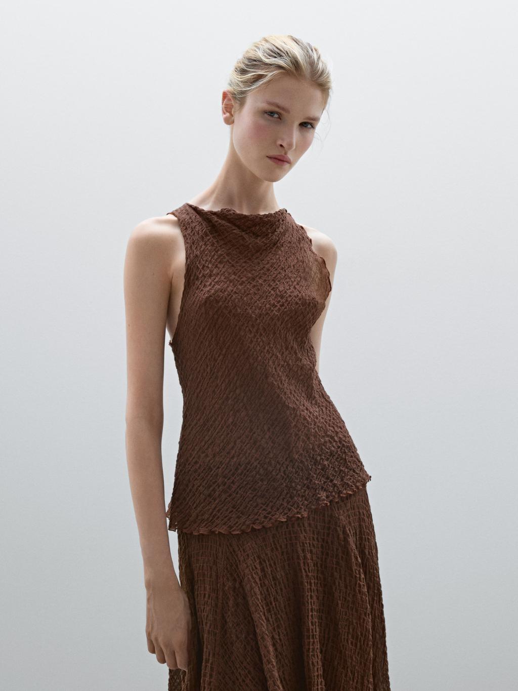 Flowing draped neck top