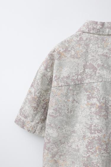 CHEMISE EN SERGÉ IMPRIMÉE - Écru de Zara - Image 3