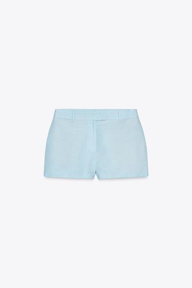 MID-RISE LINEN BLEND BERMUDA SHORTS - Light blue by Zara - Image 4
