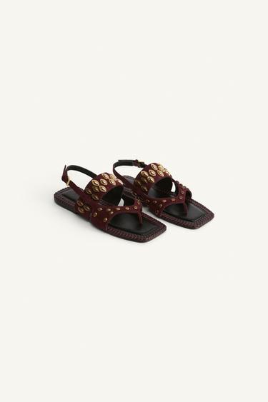 Zara LIMITED EDITION SUEDE STRAPPY SANDALS - Brown