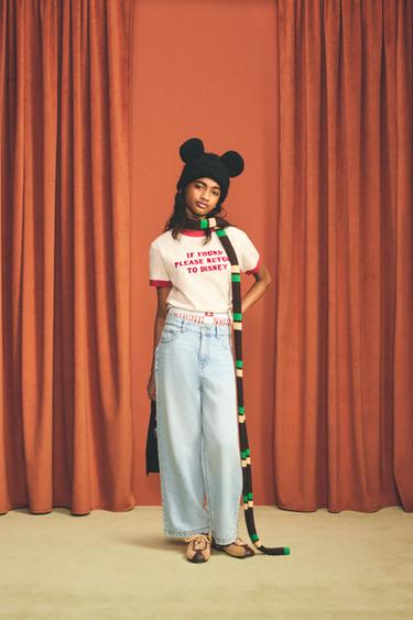 Zara 7-14 歲/ HARRY LAMBERT FOR ZARA X DISNEY 字樣 T 恤 - 裸色