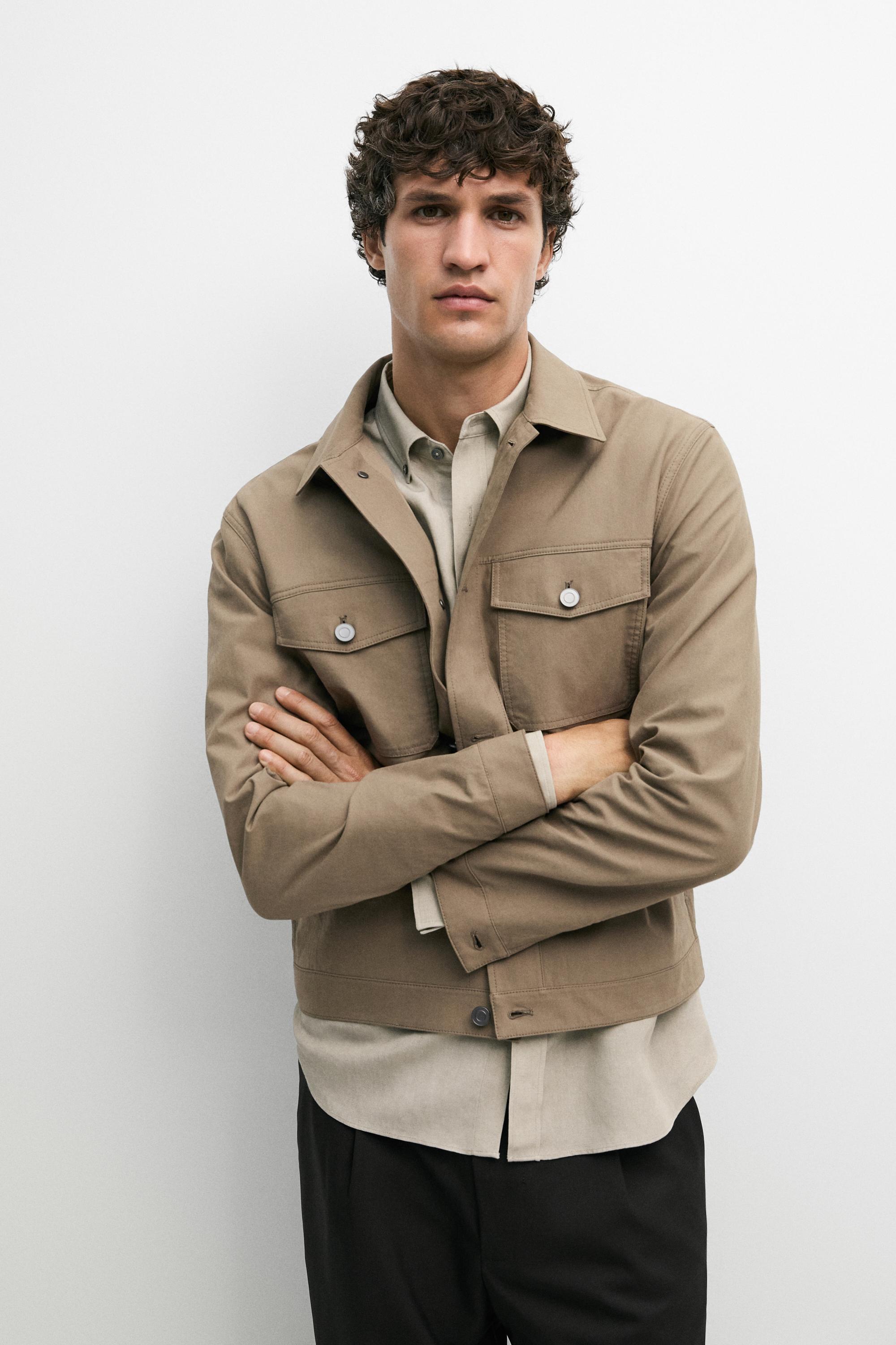 Double pocket trucker jacket — taupe brown
